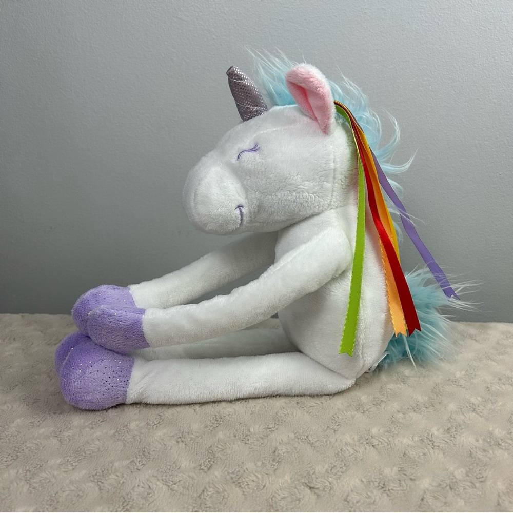 Circo Unicorn Plush Stuffed Animal Toy Rainbow Ribbons Mane Purple White Blue